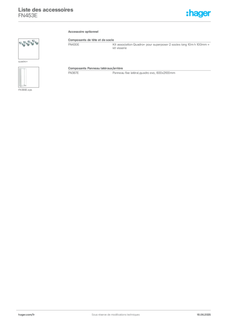 Image Hager Fiche technique du produit FN453E | Hager France