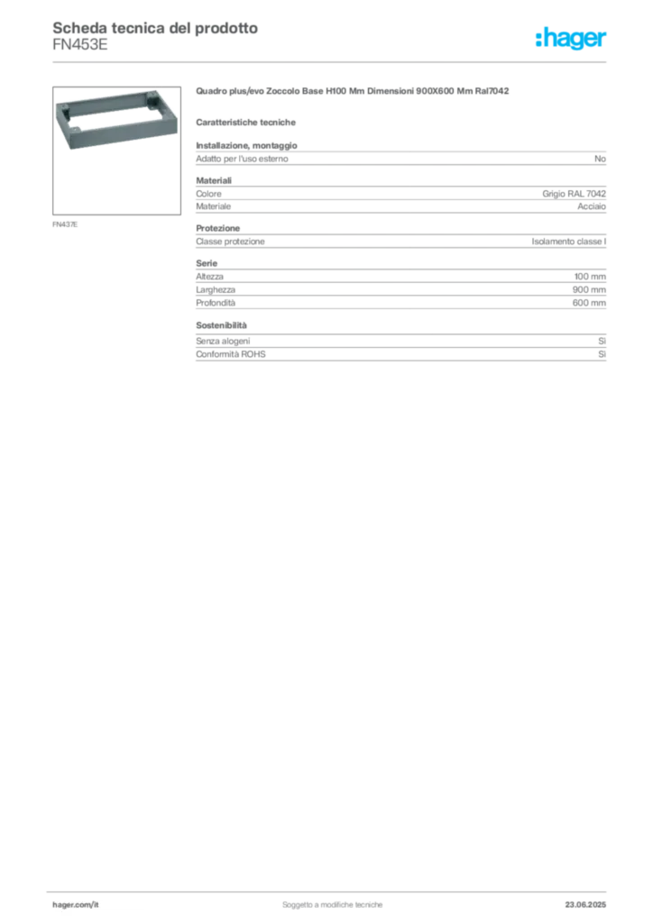 Immagine Hager Scheda tecnica del prodotto FN453E | Hager Italia