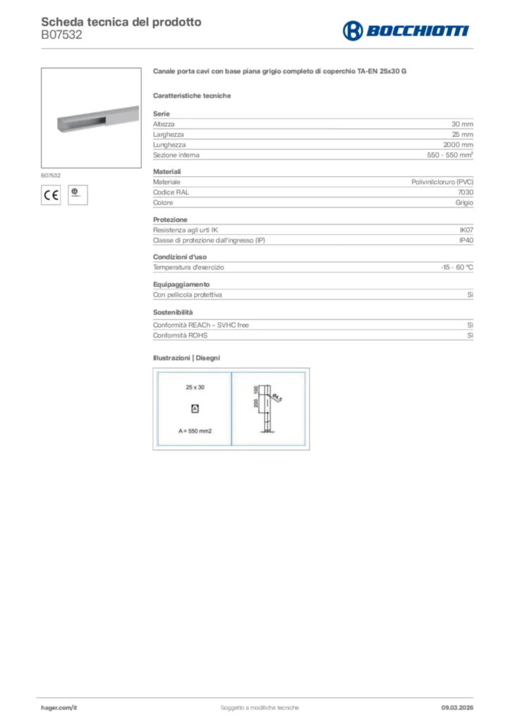 Immagine Bocchiotti Scheda tecnica del prodotto B07532 | Hager Italia