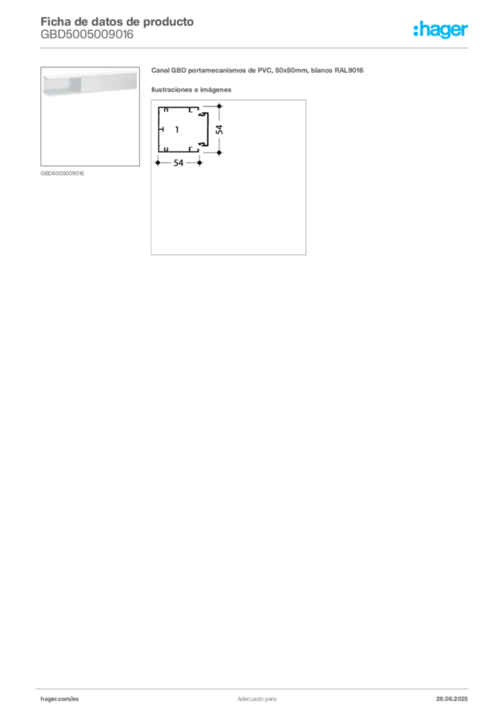 Imagen Hager Ficha de datos de producto GBD5005009016 | Hager España
