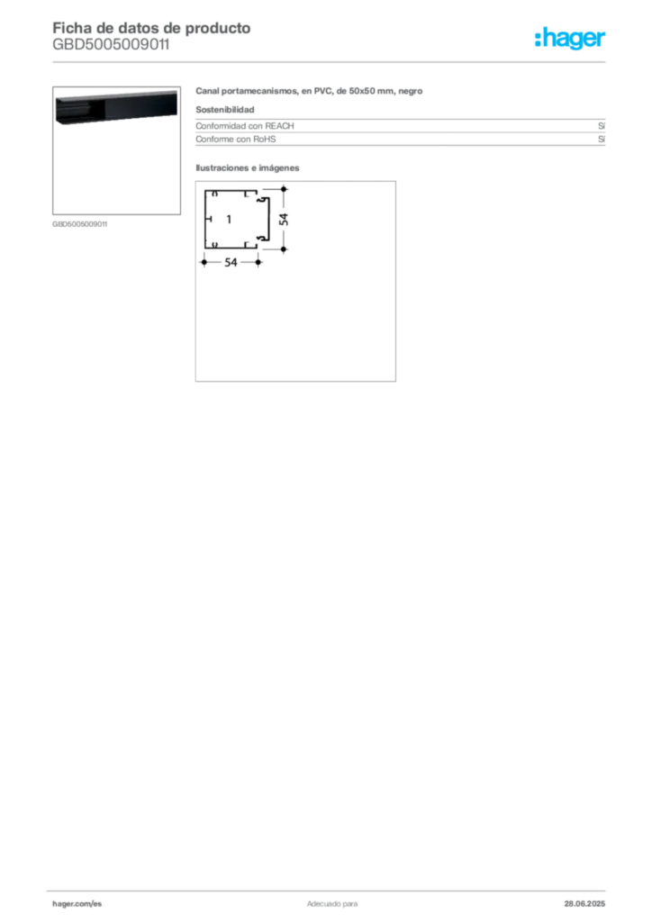 Imagen Hager Ficha de datos de producto GBD5005009011 | Hager España