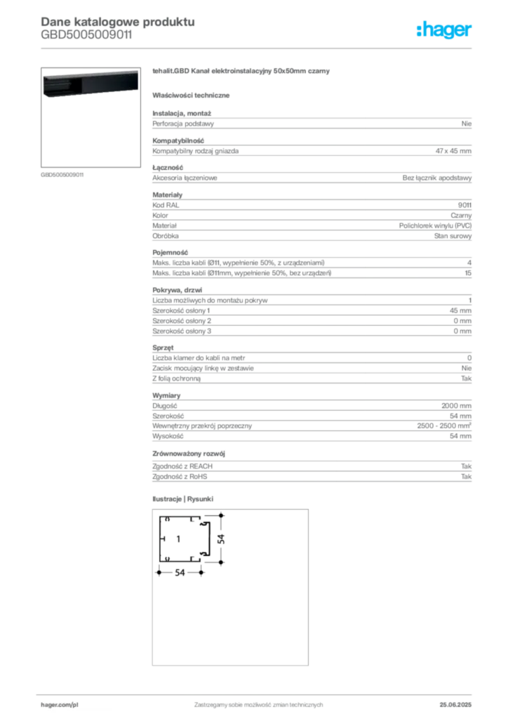 Zdjęcie Hager Karta katalogowa GBD5005009011 | Hager Polska