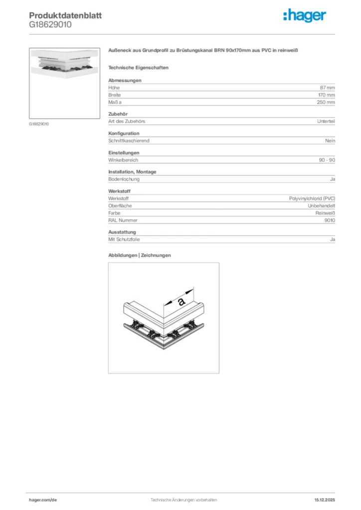 Bild Hager Produktdatenblatt G18629010 | Hager Deutschland