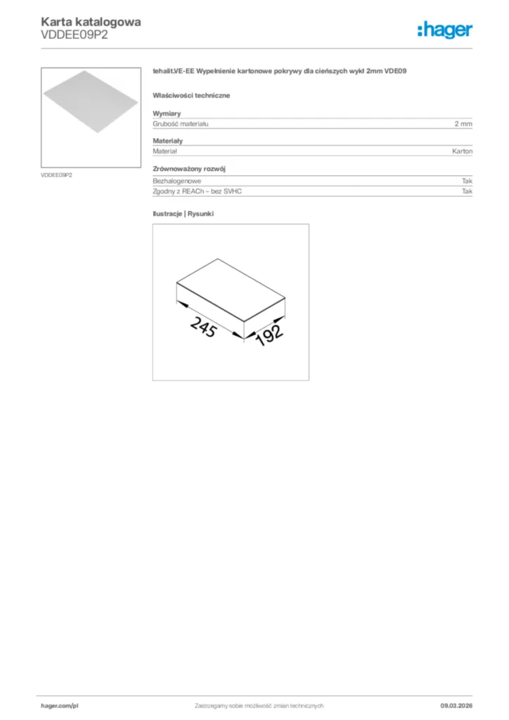 Zdjęcie Hager Karta katalogowa VDDEE09P2 | Hager Polska