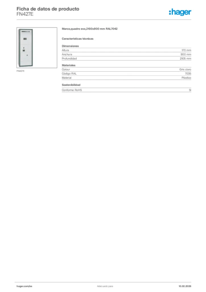 Imagen Hager Ficha de datos de producto FN427E | Hager España