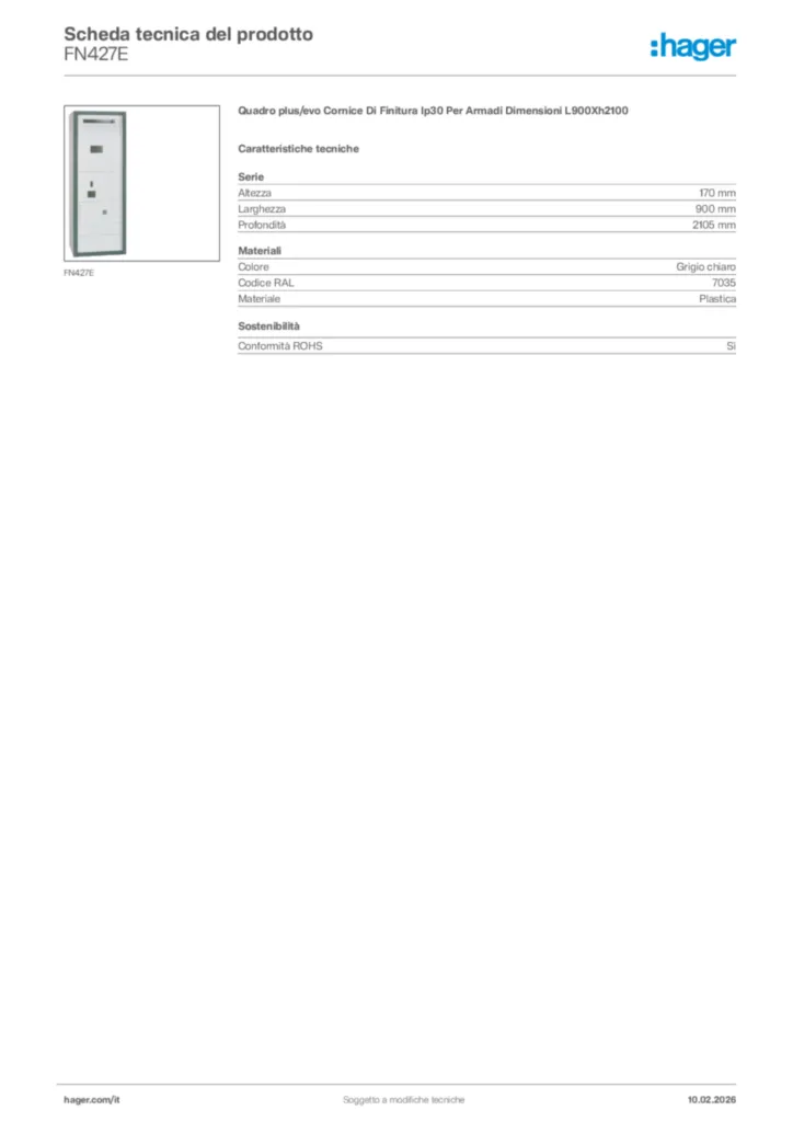 Immagine Hager Scheda tecnica del prodotto FN427E | Hager Italia