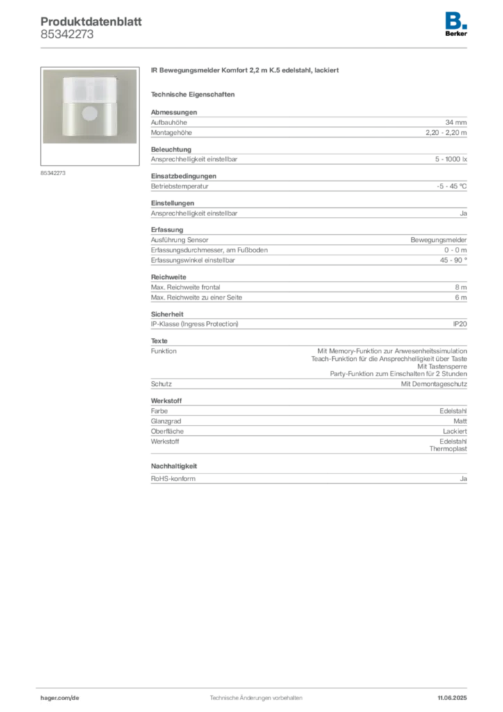 Berker Produktdatenblatt 85342273