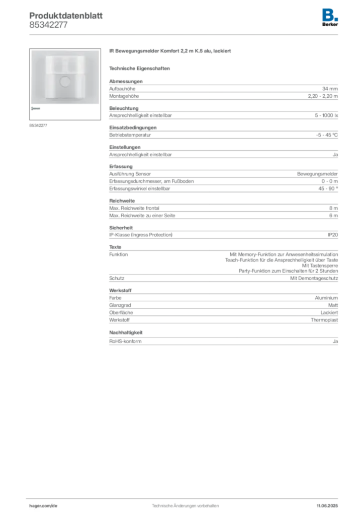 Berker Produktdatenblatt 85342277
