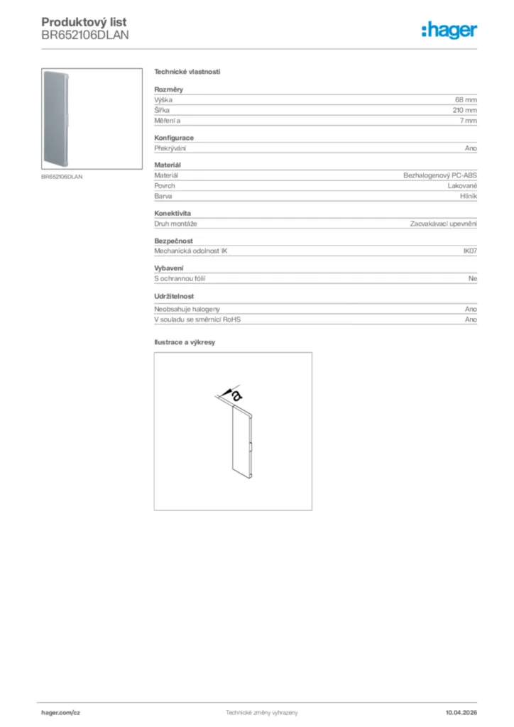 Obrázek Hager Product data sheet BR652106DLAN | Hager