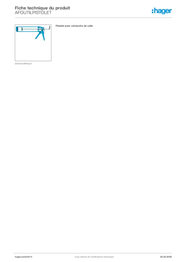 Image Hager Fiche technique du produit AFOUTILPISTOLET | Hager Afrique