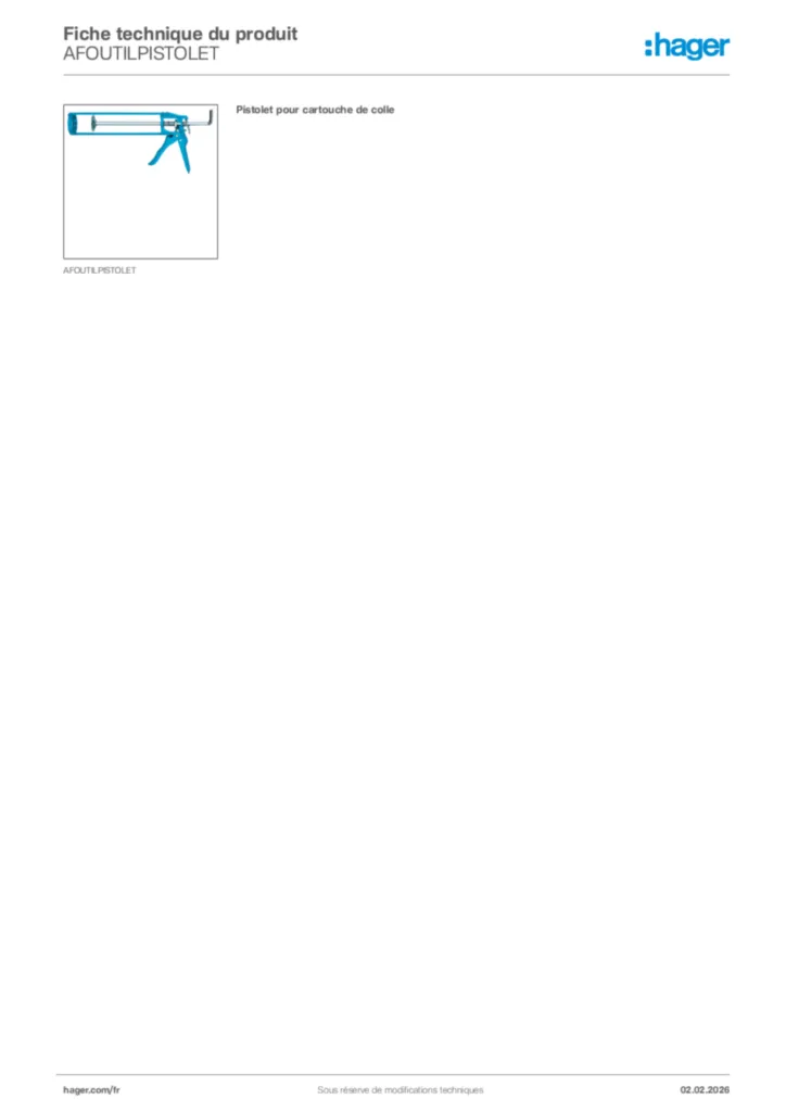 Image Hager Fiche technique du produit AFOUTILPISTOLET | Hager France