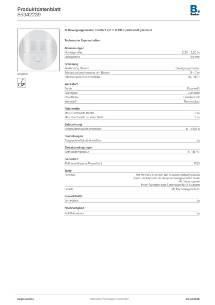 Bild Berker Produktdatenblatt 85342239 | Hager Deutschland