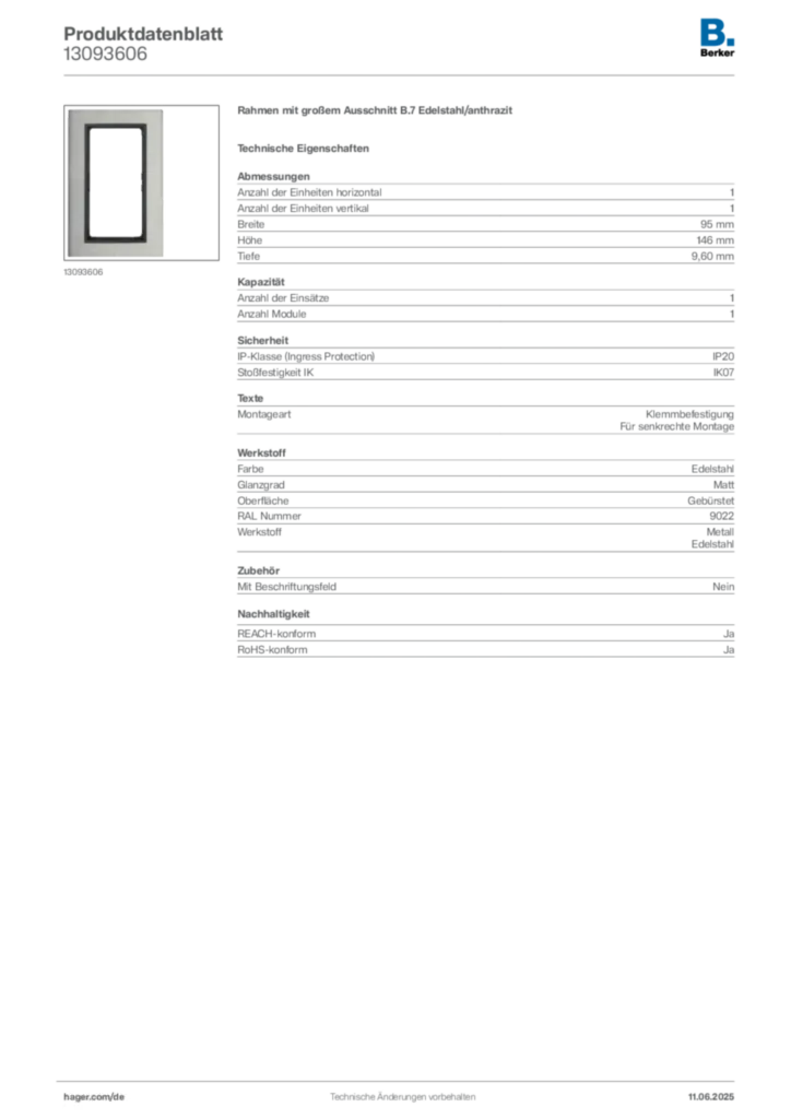Berker Produktdatenblatt 13093606