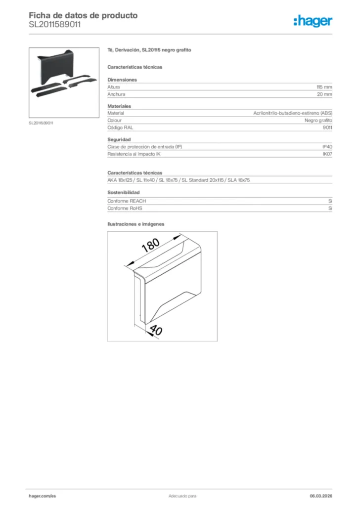 Imagen Hager Ficha de datos de producto SL2011589011 | Hager España