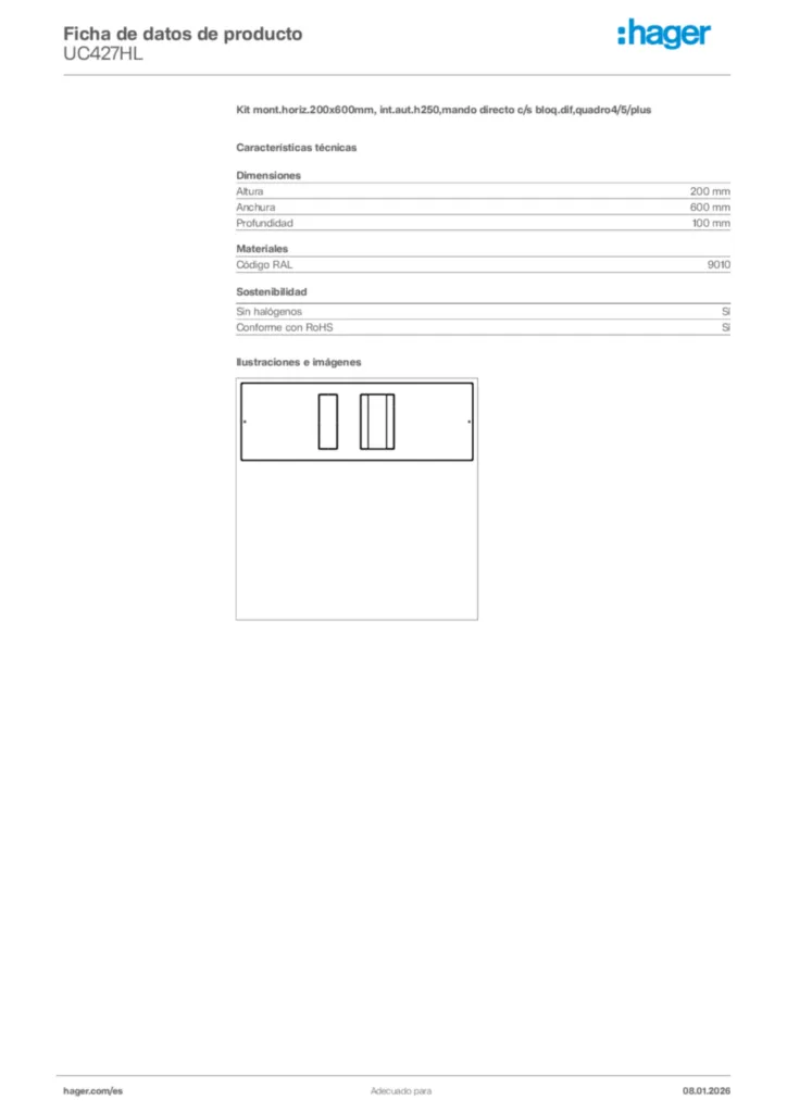 Imagen Hager Ficha de datos de producto UC427HL | Hager España