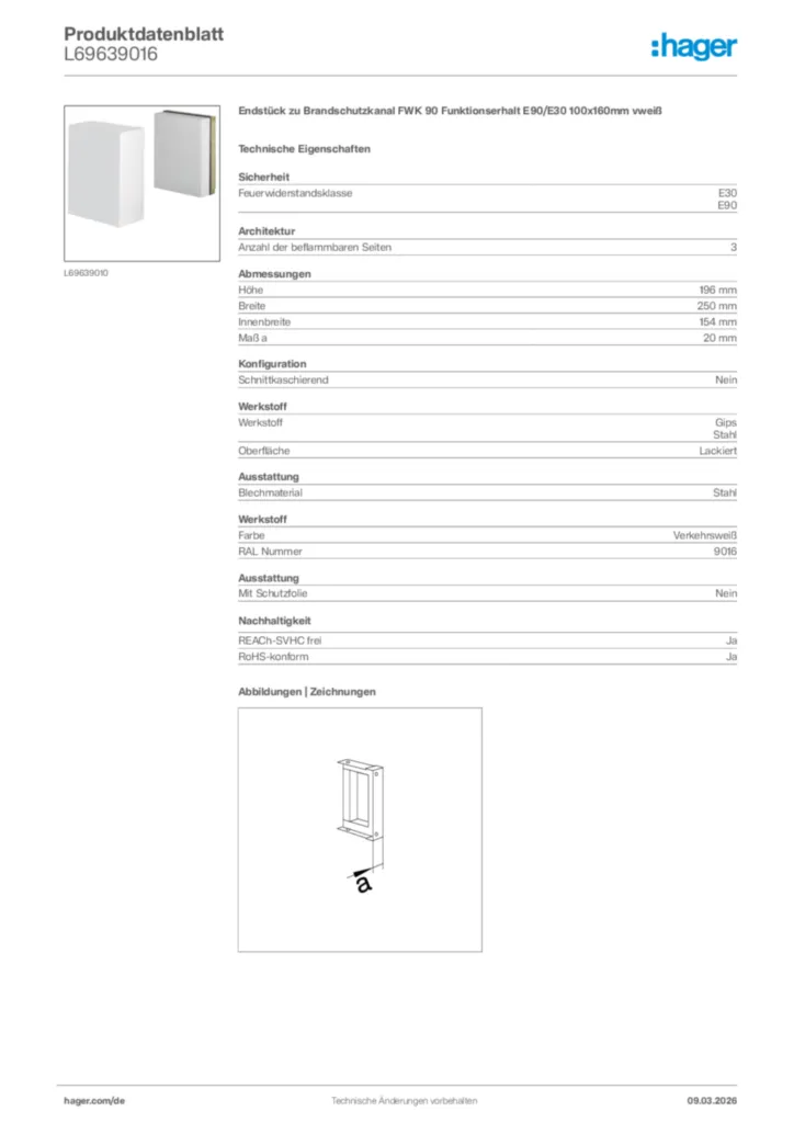 Bild Hager Produktdatenblatt L69639016 | Hager Deutschland