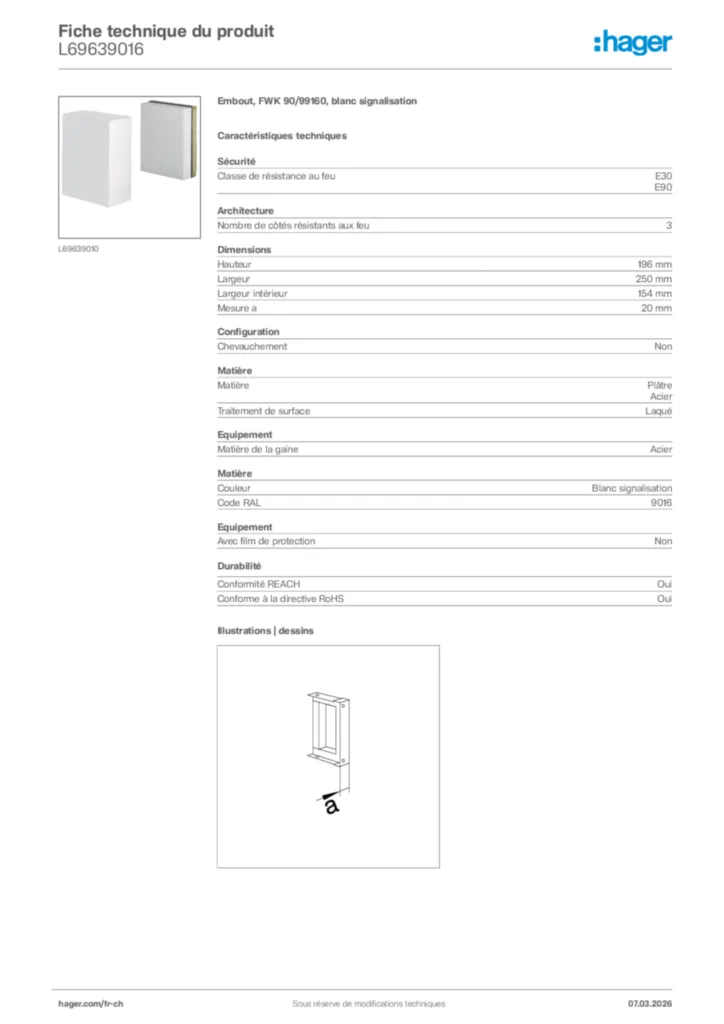 Image Hager Fiche technique du produit L69639016 | Hager Suisse