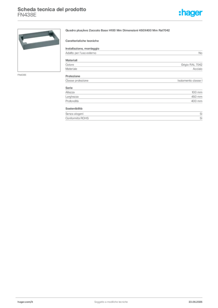 Immagine Hager Scheda tecnica del prodotto FN438E | Hager Italia