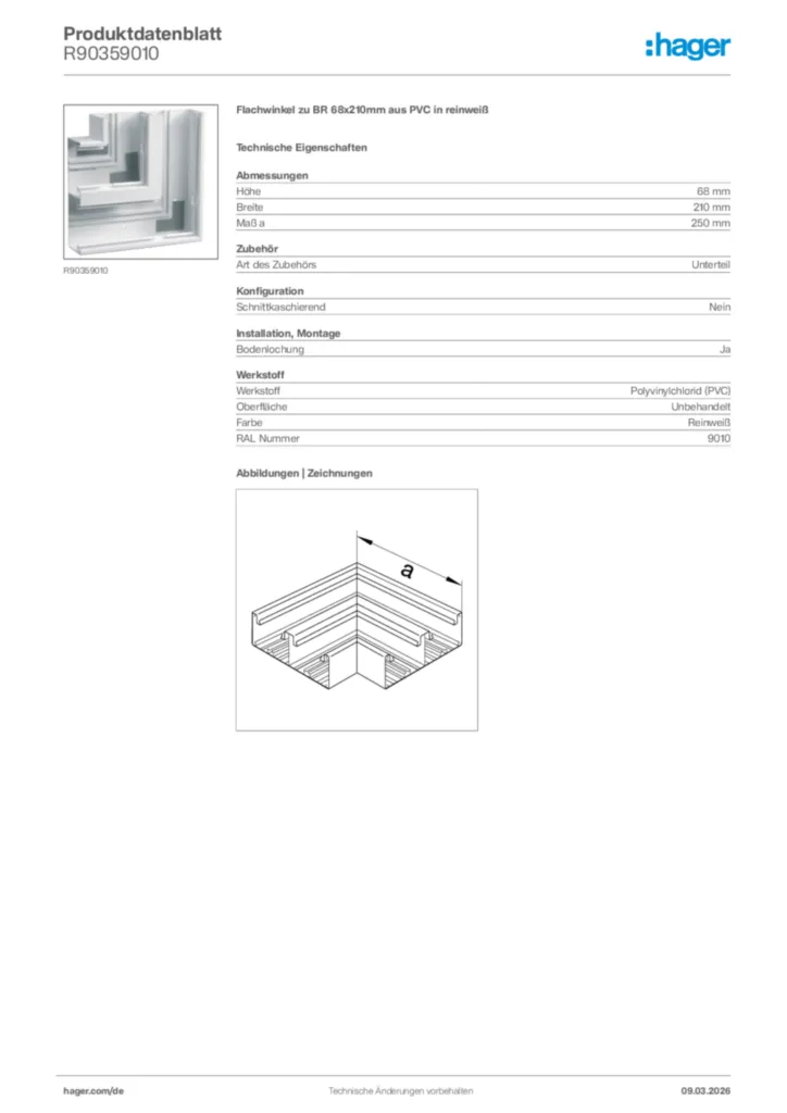 Bild Hager Produktdatenblatt R90359010 | Hager Deutschland