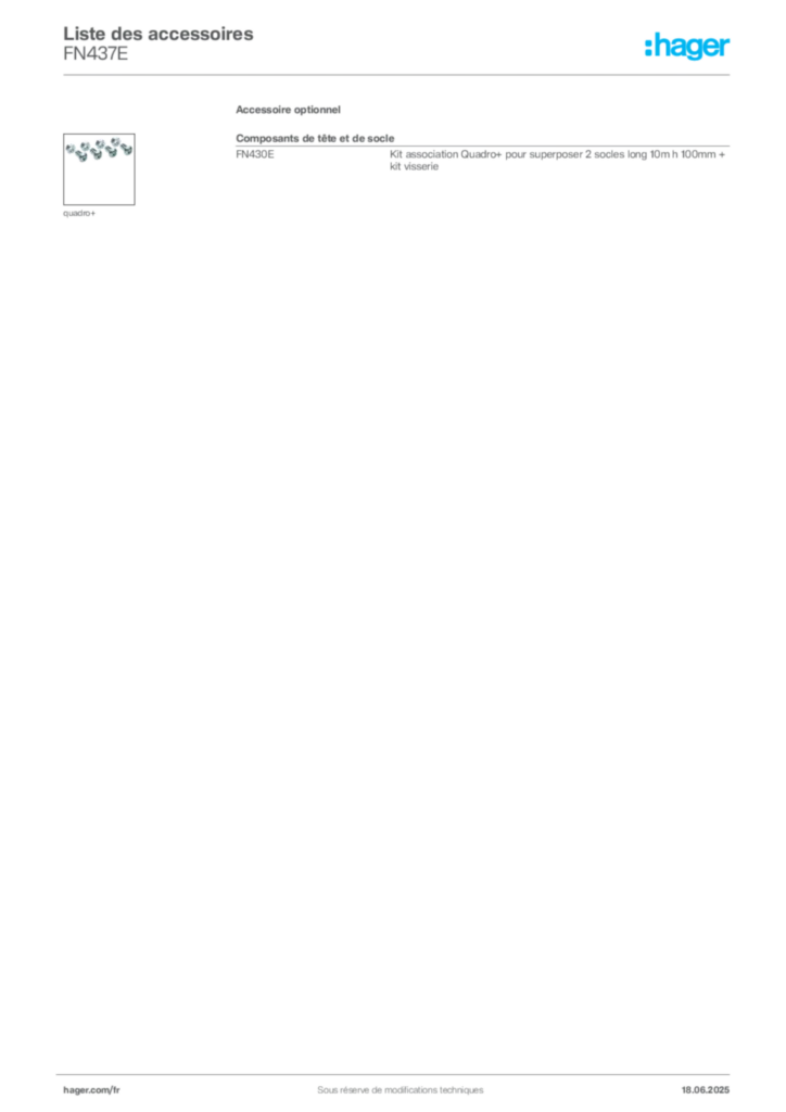 Image Hager Fiche technique du produit FN437E | Hager France