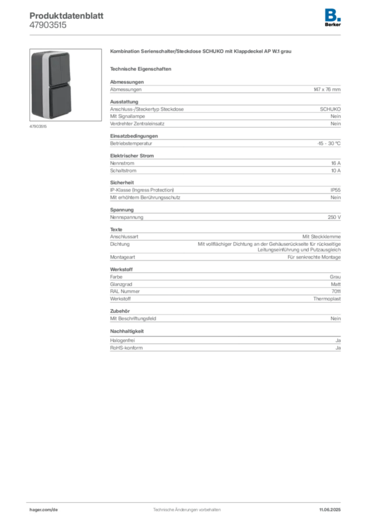Bild Berker Produktdatenblatt 47903515 | Hager Deutschland