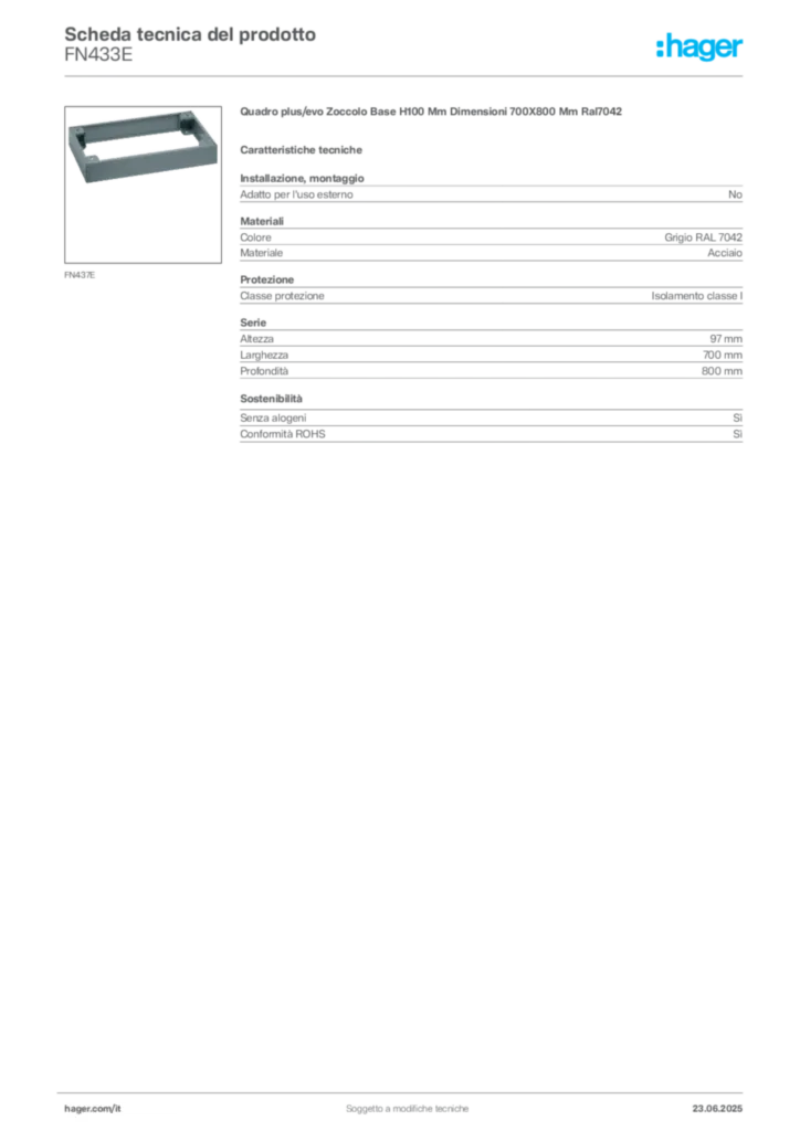 Immagine Hager Scheda tecnica del prodotto FN433E | Hager Italia