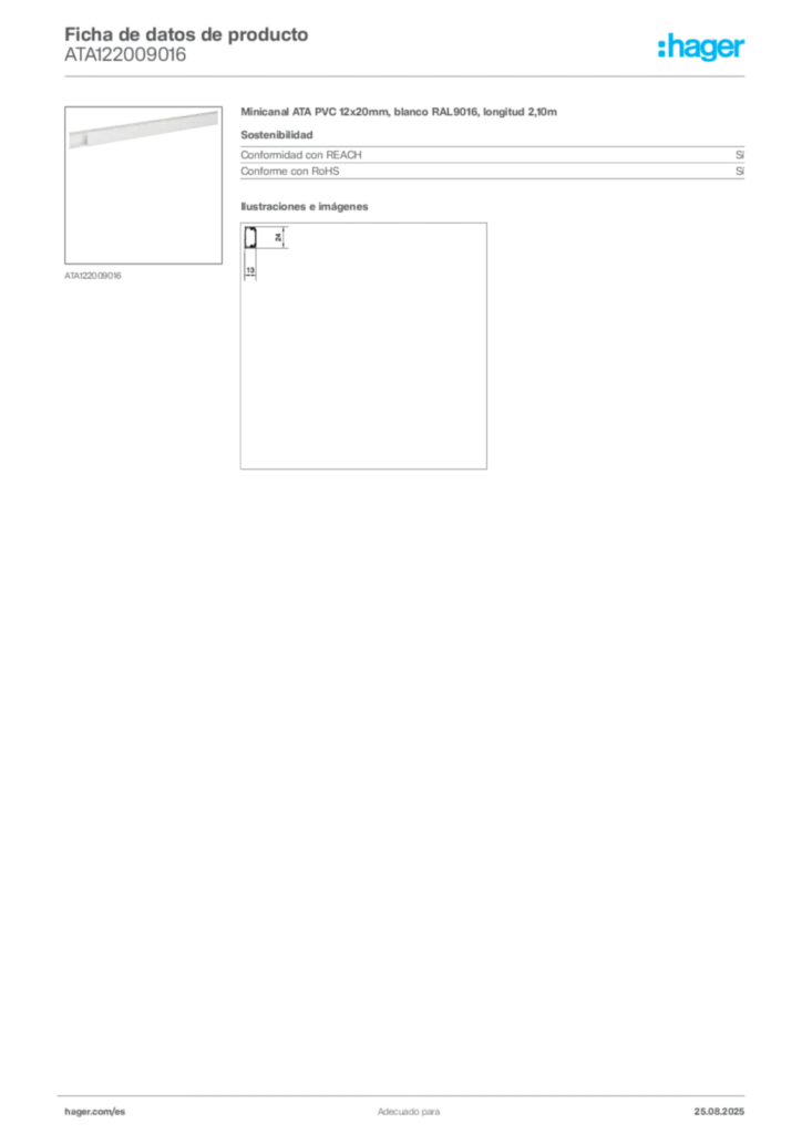 Imagen Hager Ficha de datos de producto ATA122009016 | Hager España