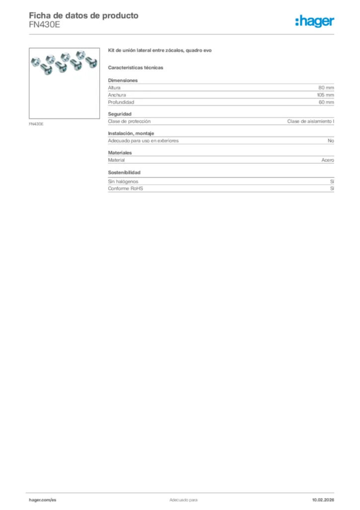 Imagen Hager Ficha de datos de producto FN430E | Hager España