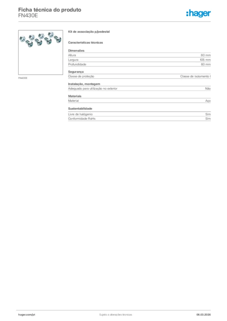 Imagem Hager Ficha técnica do produto FN430E | Hager Portugal