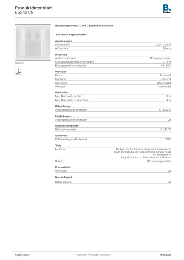 Bild Berker Produktdatenblatt 85342179 | Hager Deutschland