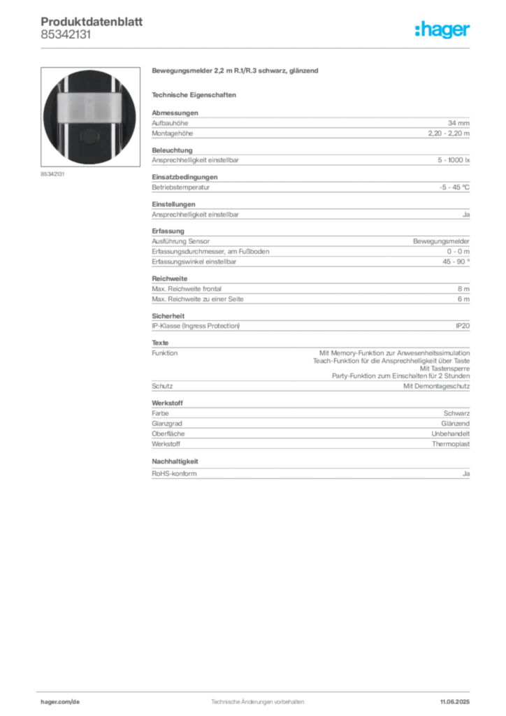 Bild Berker Produktdatenblatt 85342131 | Hager Deutschland