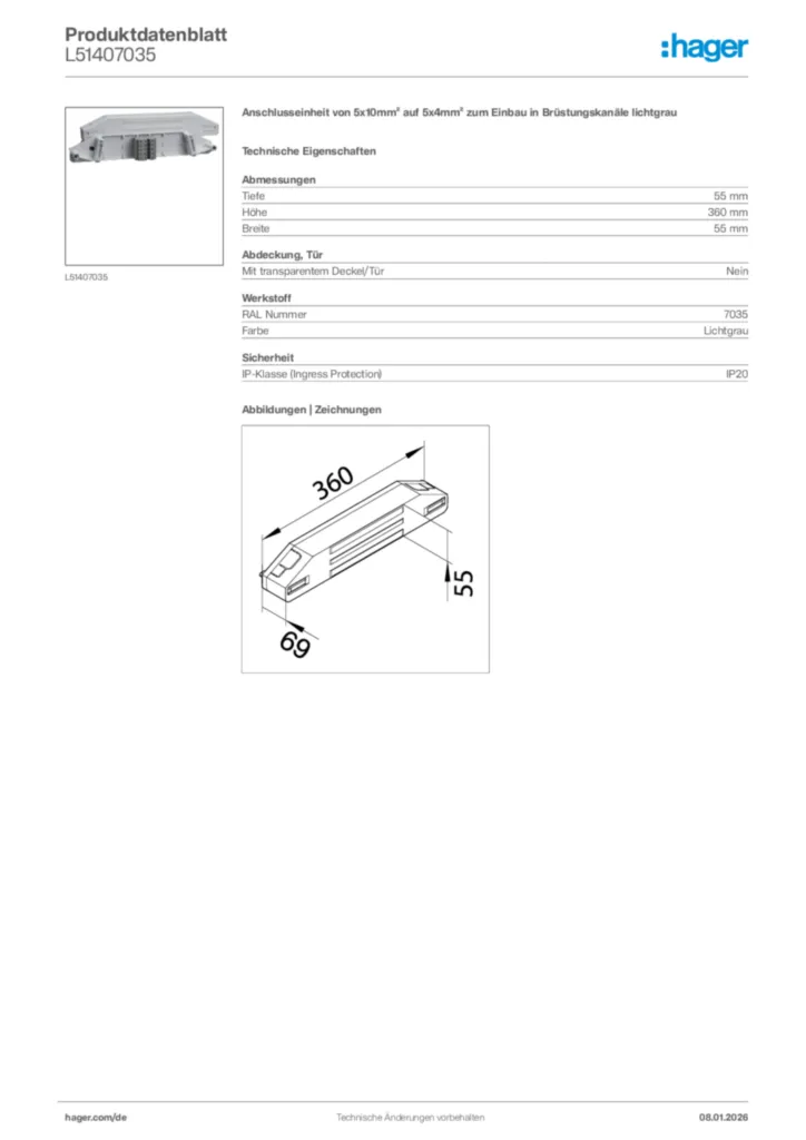 Bild Hager Produktdatenblatt L51407035 | Hager Deutschland