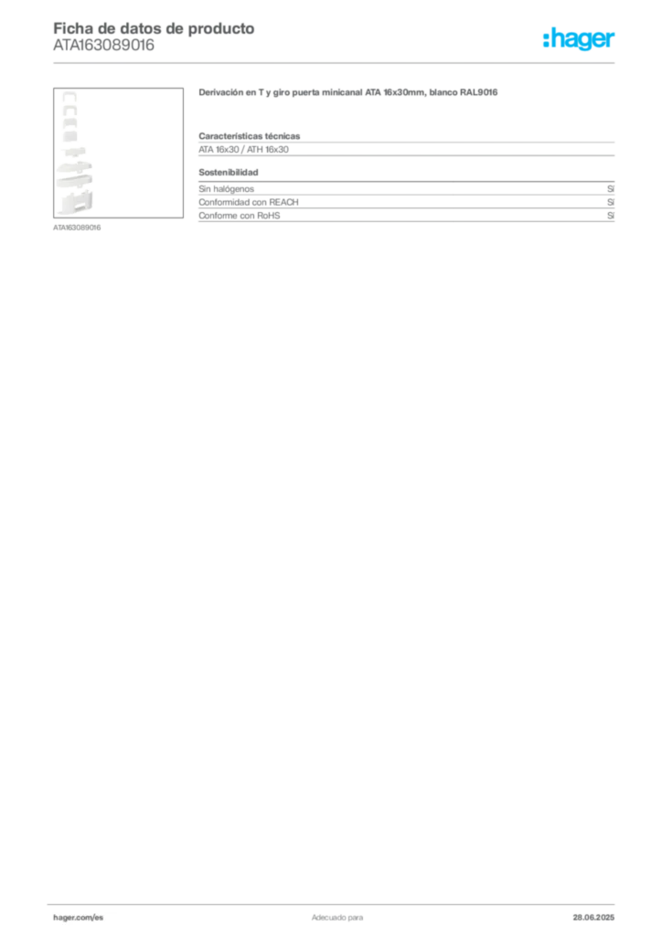 Imagen Hager Ficha de datos de producto ATA163089016 | Hager España