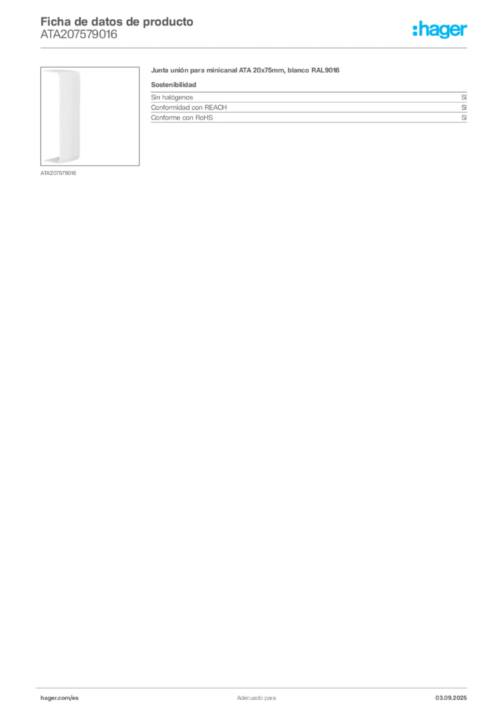 Imagen Hager Ficha de datos de producto ATA207579016 | Hager España