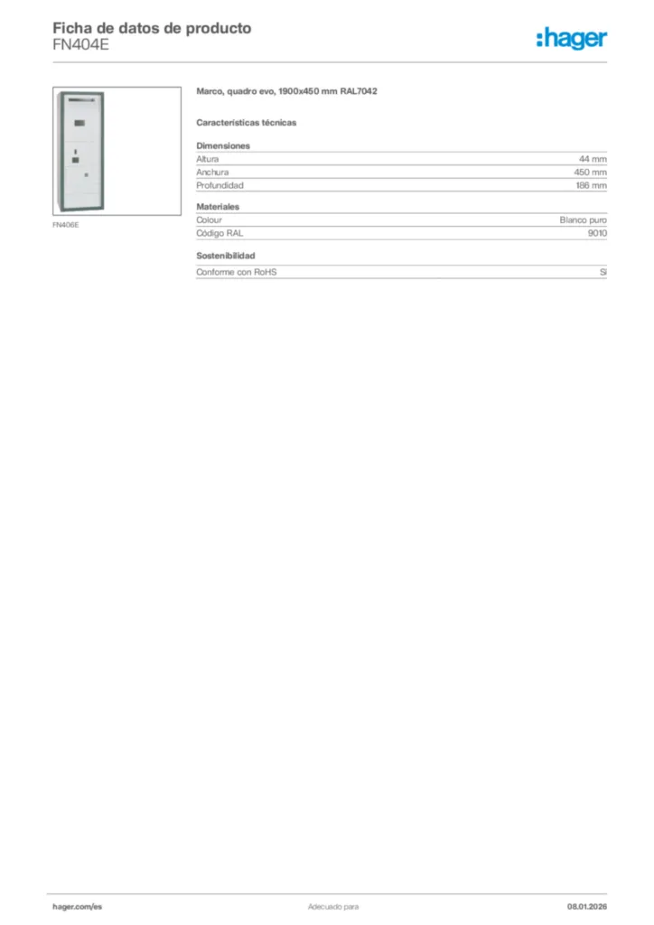 Imagen Hager Ficha de datos de producto FN404E | Hager España