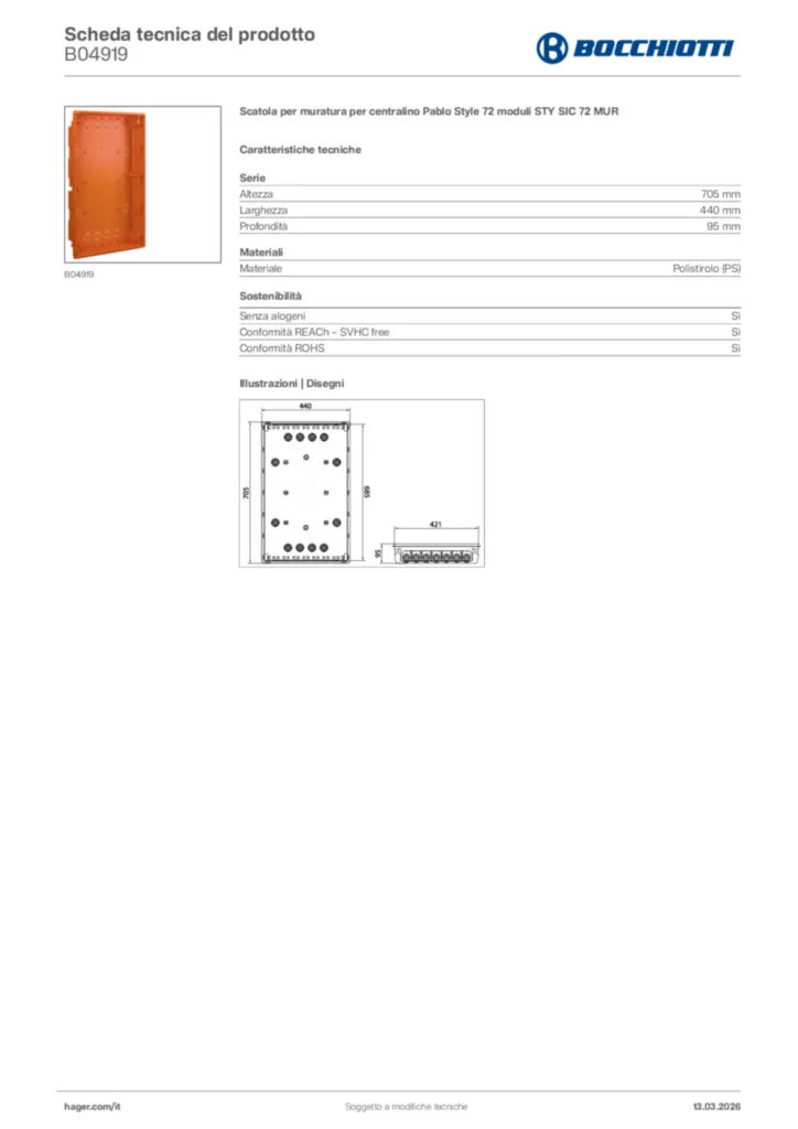 Immagine Bocchiotti Scheda tecnica del prodotto B04919 | Hager Italia