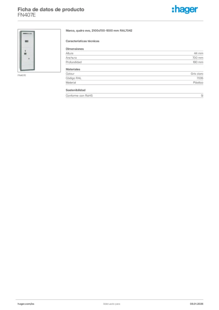 Imagen Hager Ficha de datos de producto FN407E | Hager España