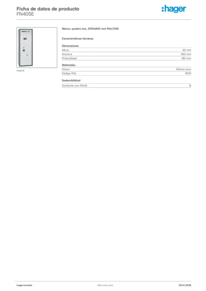 Imagen Hager Ficha de datos de producto FN405E | Hager España