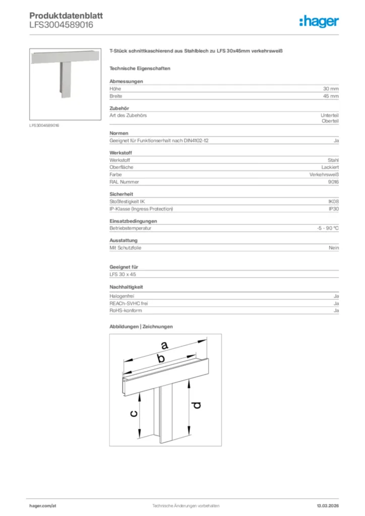Bild Hager Produktdatenblatt LFS3004589016 | Hager Deutschland