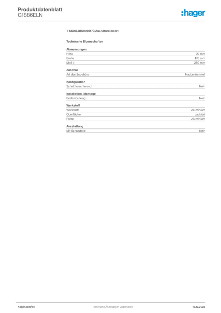 Bild Hager Produktdatenblatt G1886ELN | Hager Deutschland