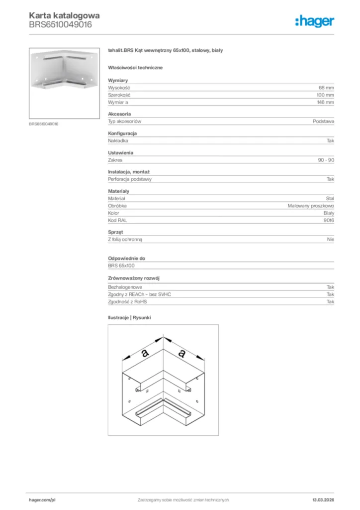 Zdjęcie Hager Karta katalogowa BRS6510049016 | Hager Polska