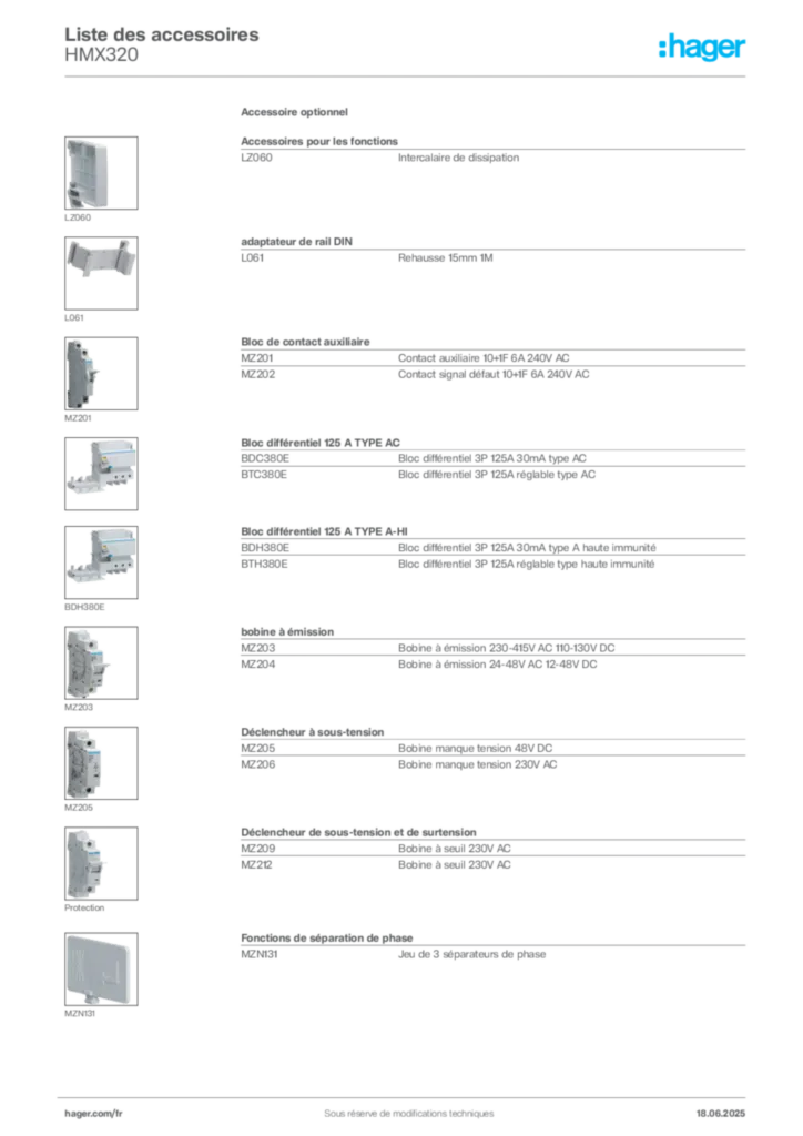 Image Hager Fiche technique du produit HMX320 | Hager France