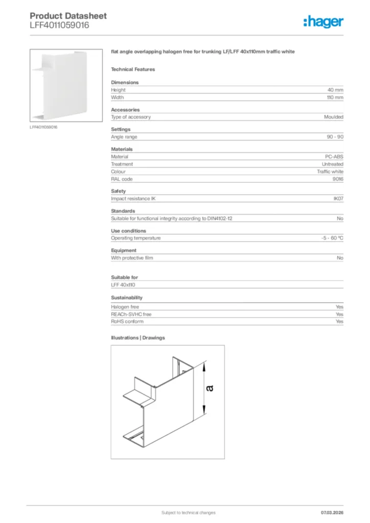 Image Hager Product data sheet LFF4011059016  | Hager Africa
