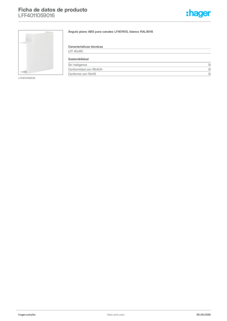 Imagen Hager Ficha de datos de producto LFF4011059016 | Hager España