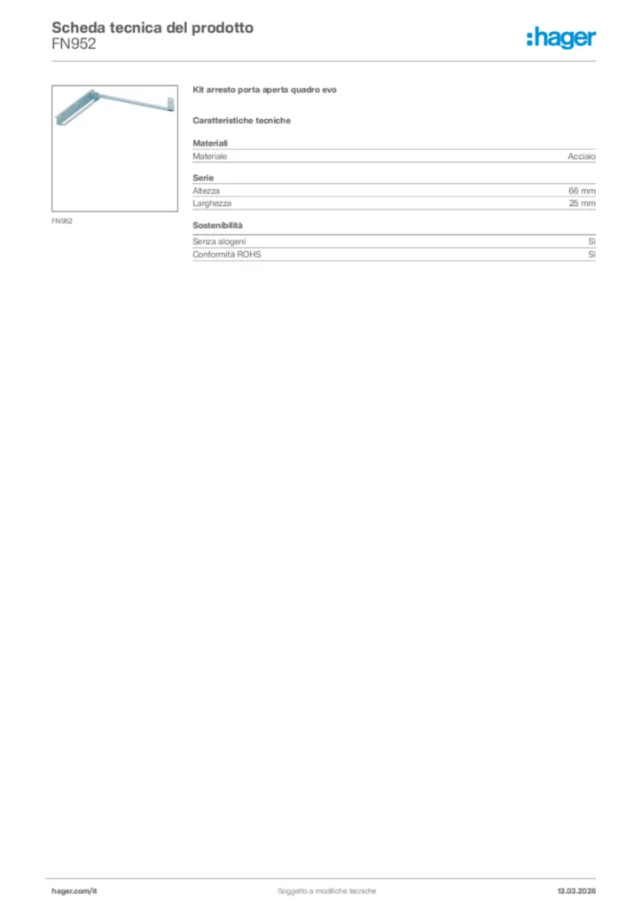 Immagine Hager Scheda tecnica del prodotto FN952 | Hager Italia