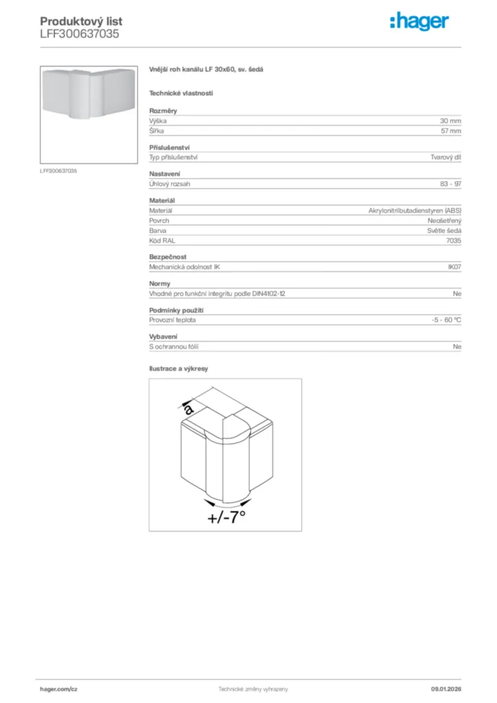 Obrázek Hager Product data sheet LFF300637035 | Hager