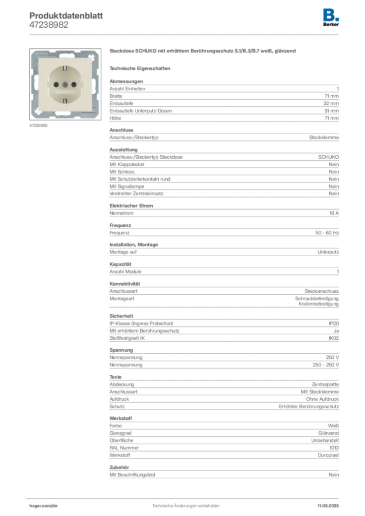 Berker Produktdatenblatt 47238982