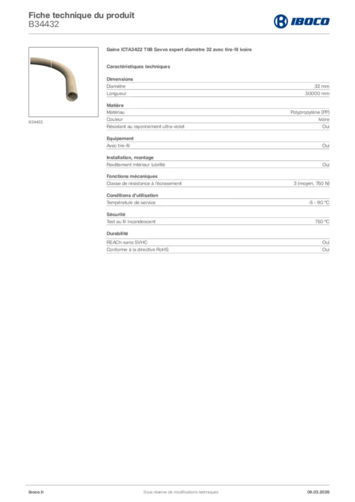 Image Iboco Fiche technique du produit B34432 | Hager France