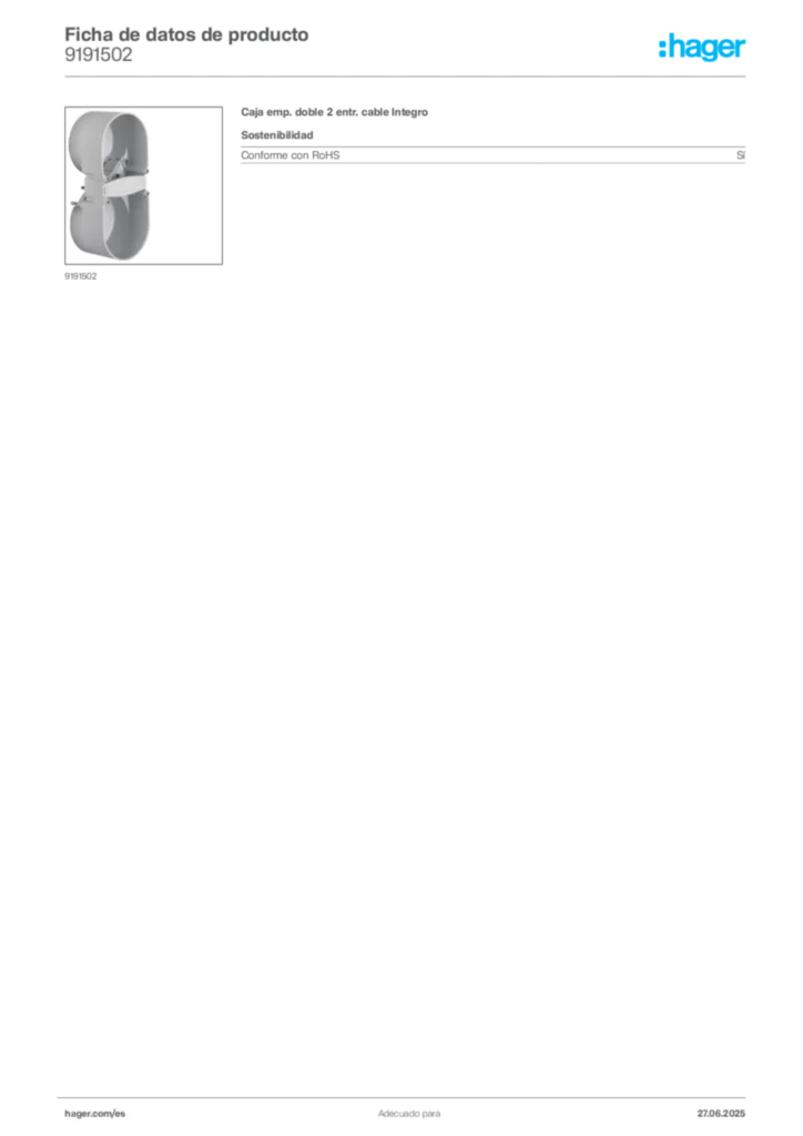 Imagen Hager Ficha de datos de producto 9191502 | Hager España