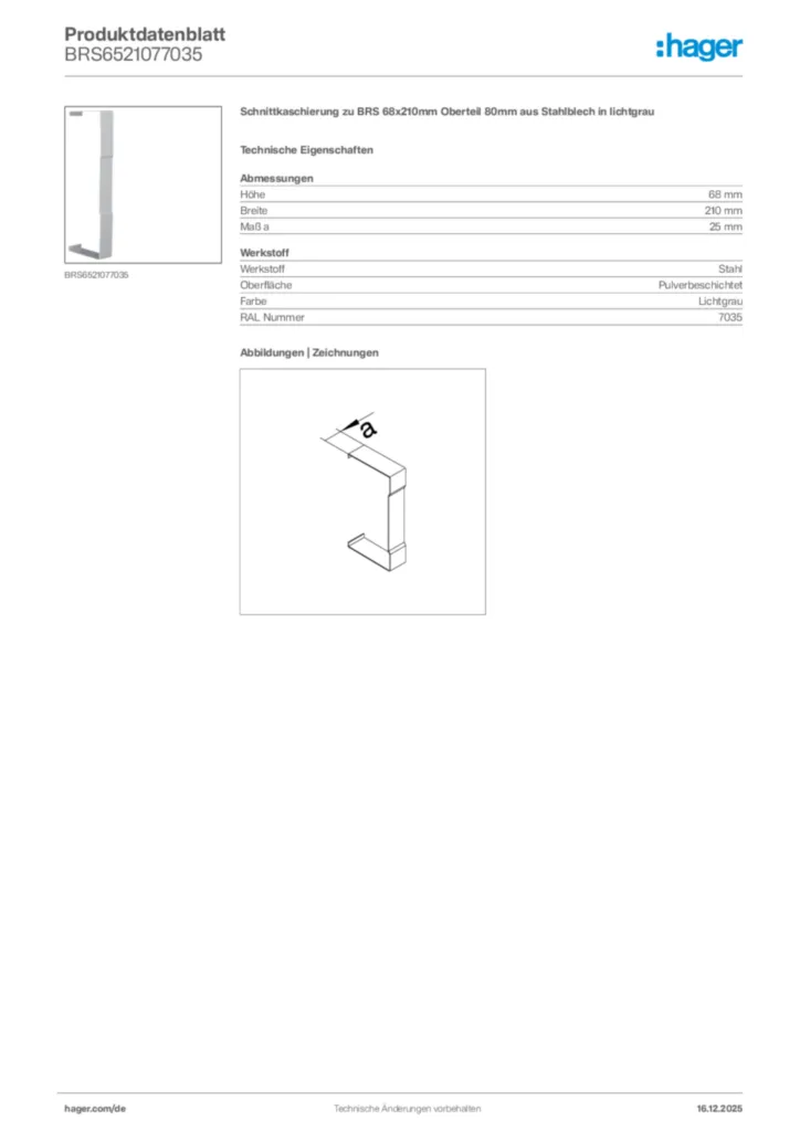 Bild Hager Produktdatenblatt BRS6521077035 | Hager Deutschland